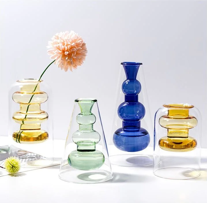 High quality/High cost performance  Colored Acrylic Flower Vases Small Glass Vases for Home Decoration Wedding Glass Gift Vases Candle Holder