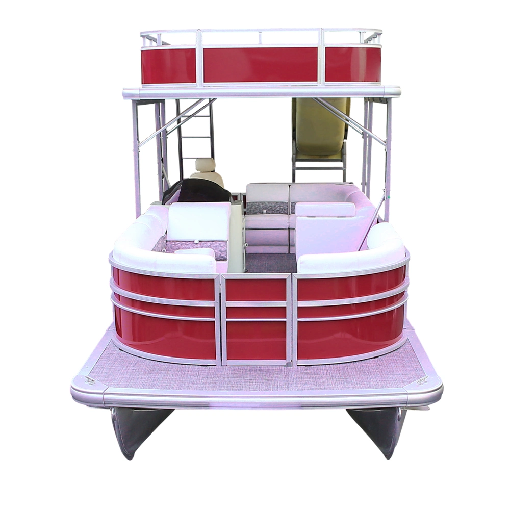 Rojo personalizados Double Decker Pontoon Boat de pesca de aluminio