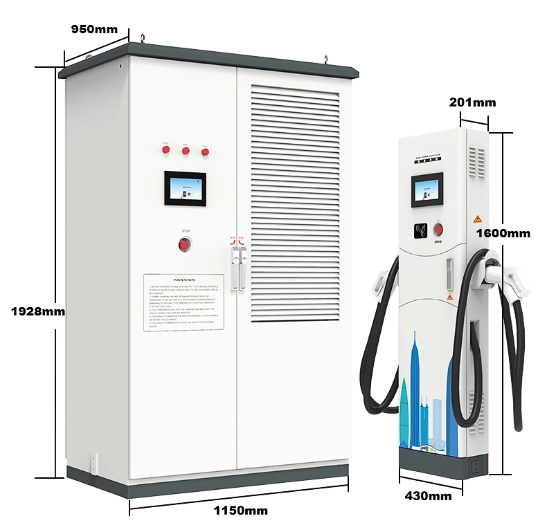 Station de charge c.c. de type divisé 240 kW, une armoire d'alimentation plus Deux pistolets doubles bornes de charge EV Charger chargeur de voiture DC Pile de chargement Ocpp1.6j WiFi 4G