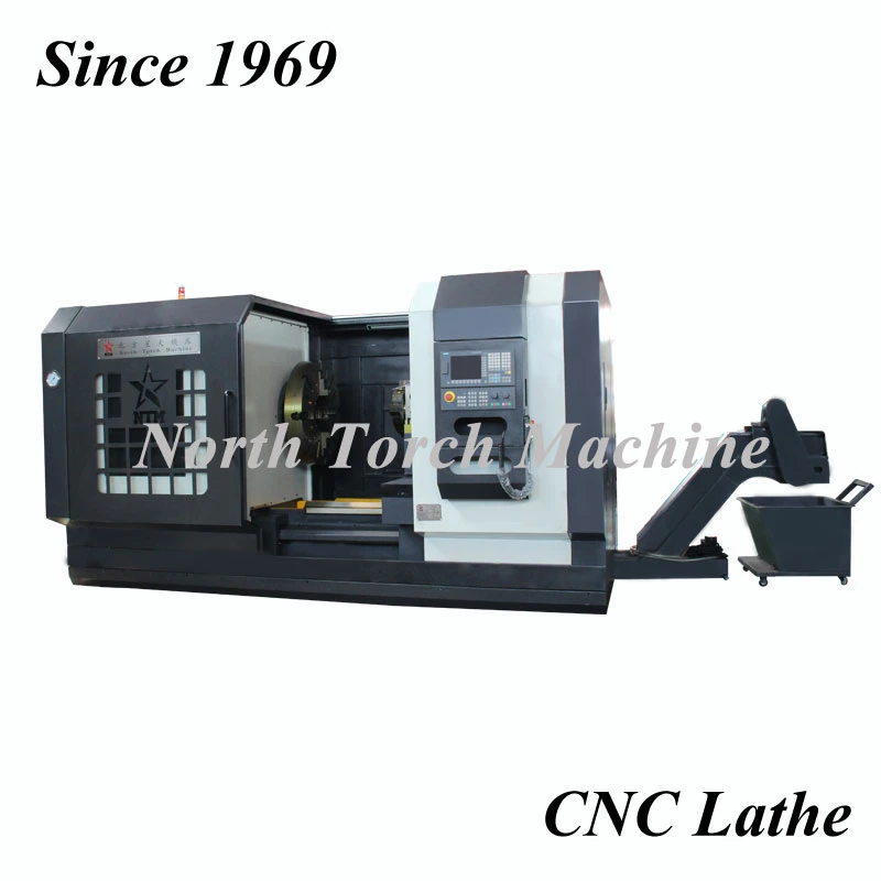 Professional CNC Lathe with Full Metal Cover and Automatic Chip Chain Conveyor (CK64125)