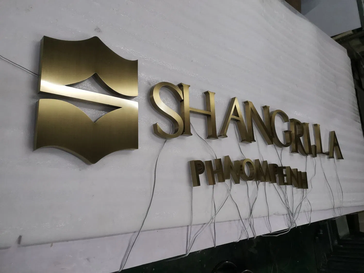 Stainless Steel Channel Letter Sign Brushed Gold Finish LED Backlit Channel