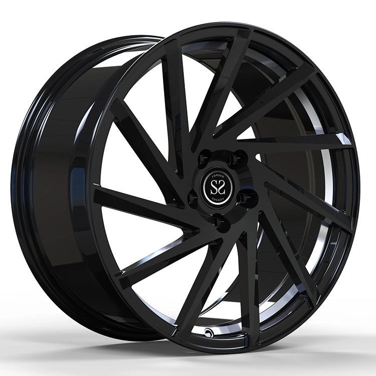 Monoblock 1 Piece Forged Wheels Directional Aluminum Matte Black for Passenger Luxury Car Rims
