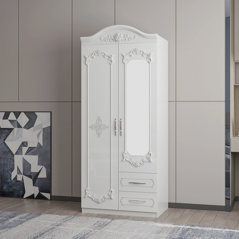 Wholesale/Supplier Price White Large Wardrobe with 2 Door Nordic Style Bedroom Furniture Set 500 mm Depth Clothes Cabinet High quality/High cost performance  Wardrobe