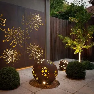 Corten Steel Metal Light Bollard for Garden