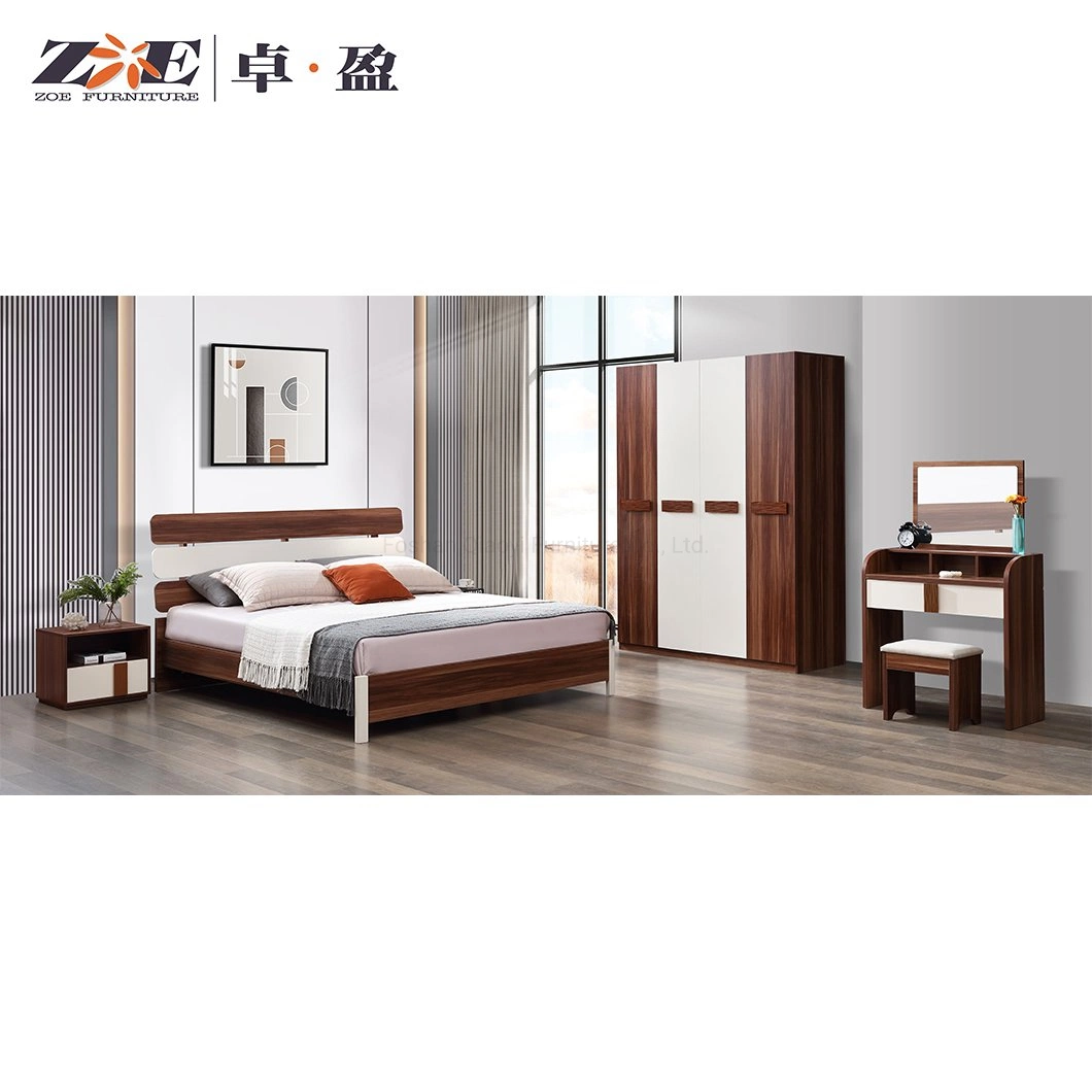 Walnut Wooden Design Home Furniture Modern MDF Bedroom Furniture Set
