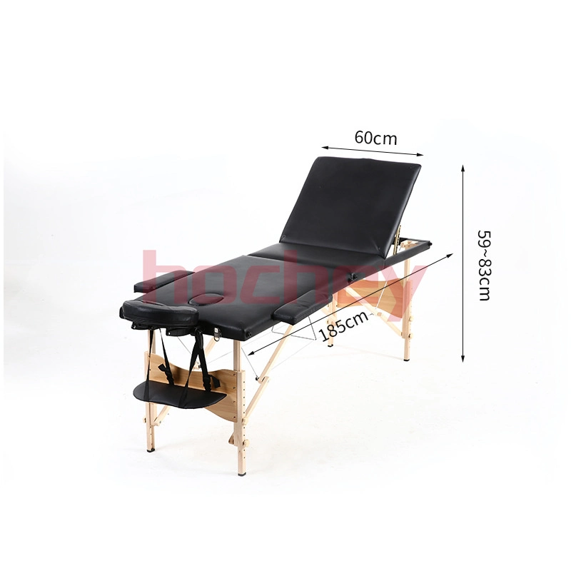 Hochey Medical Salon de beauté SPA Portable pliable 3 Section table de massage lit chaise de tatouage