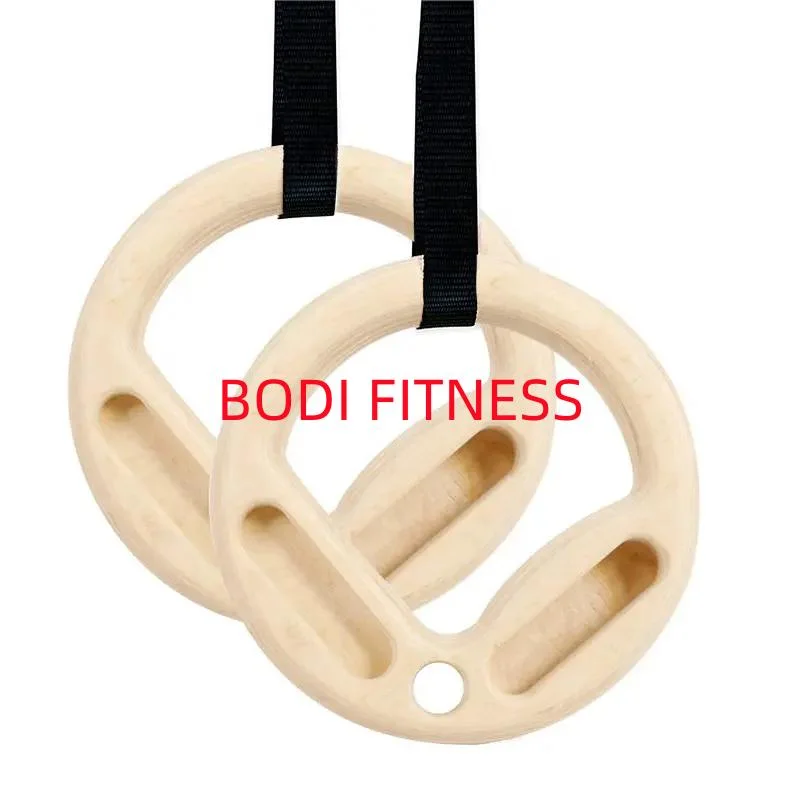 High Quality Wood Adjustable Straps Gym Gymnastic Rings