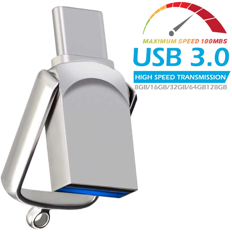 2 in 1 Metal USB 3.0 Flash Drive 8GB 16GB 32GB Mini Portable Dual Type-C USB