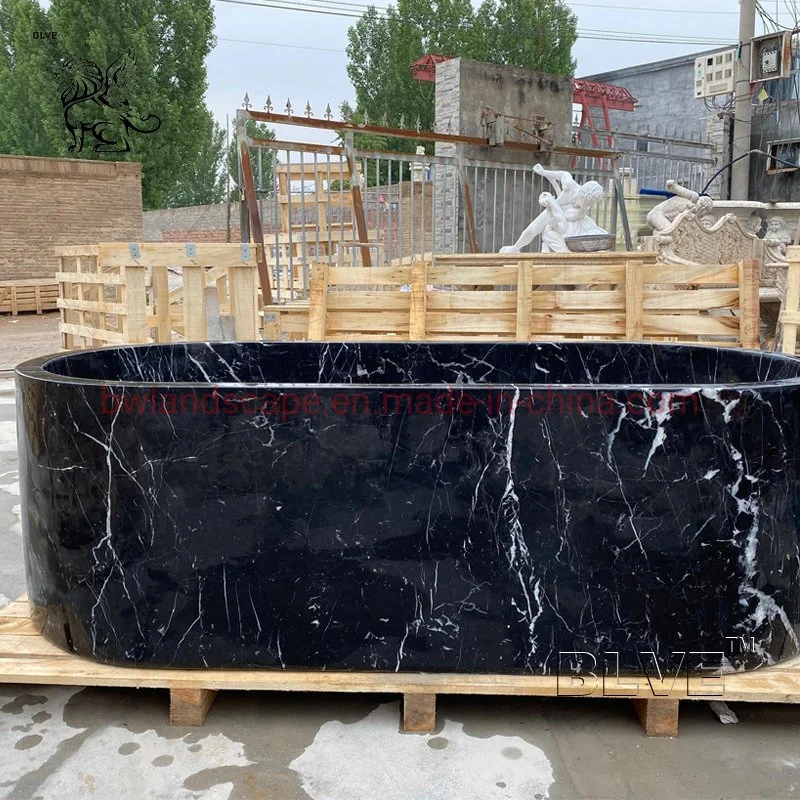 Manufacturer Wholesale/Supplier Bathroom Nero Marquina Bath Tubs Freestanding Black Marble Bathtub Shower Room