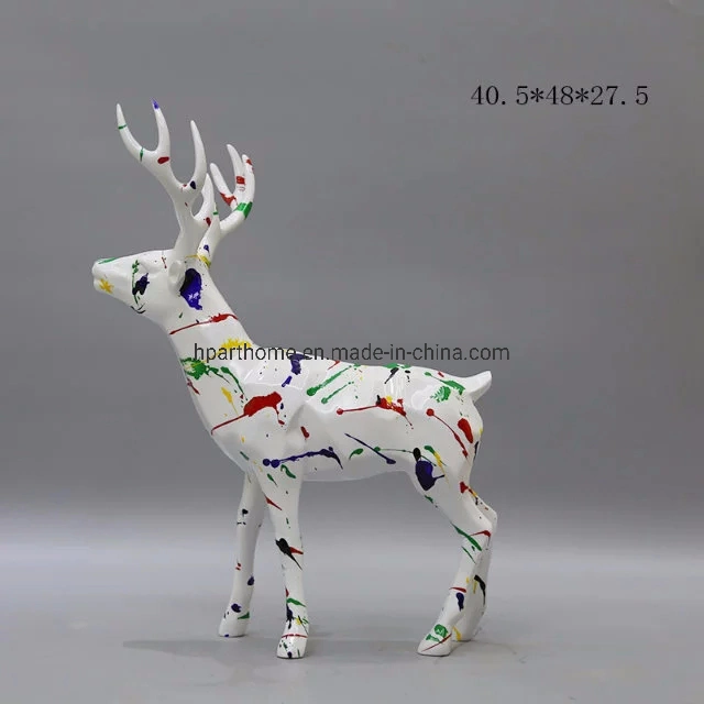 Home decoración colorida Elk Figurita Polyresin regalos