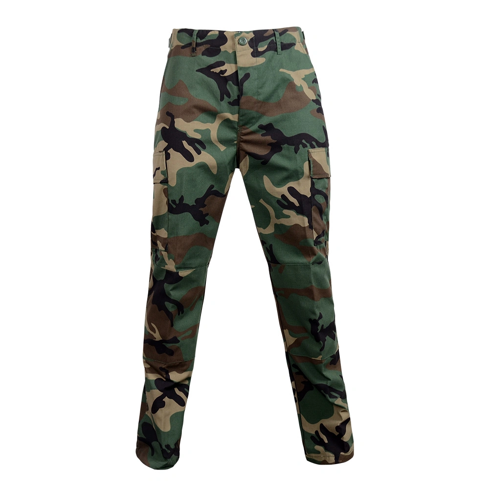 Uniforme de style militaire de police militaire pour hommes, combat tactique, 65% polyester et 35% coton, camouflage woodland, style BDU de l'armée