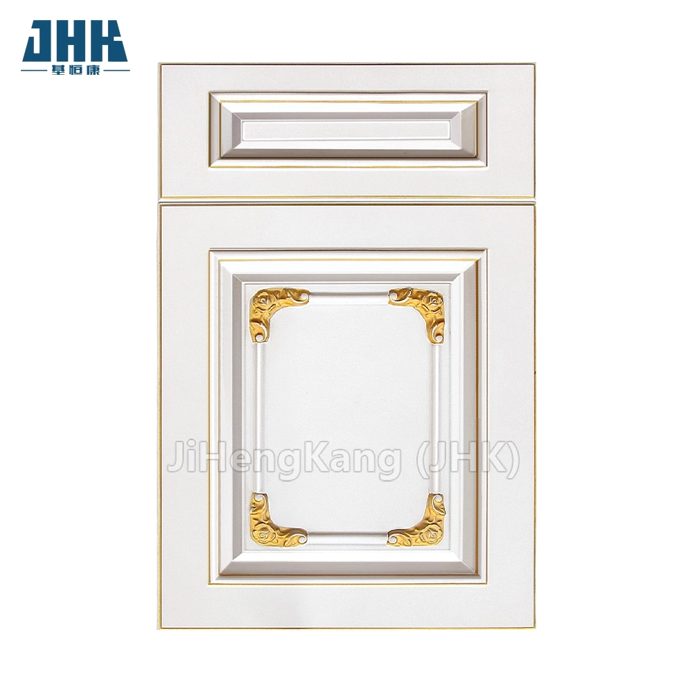 Jhk-CD001 PVC Film White Cheap HDF Kitchen Cabinet Door