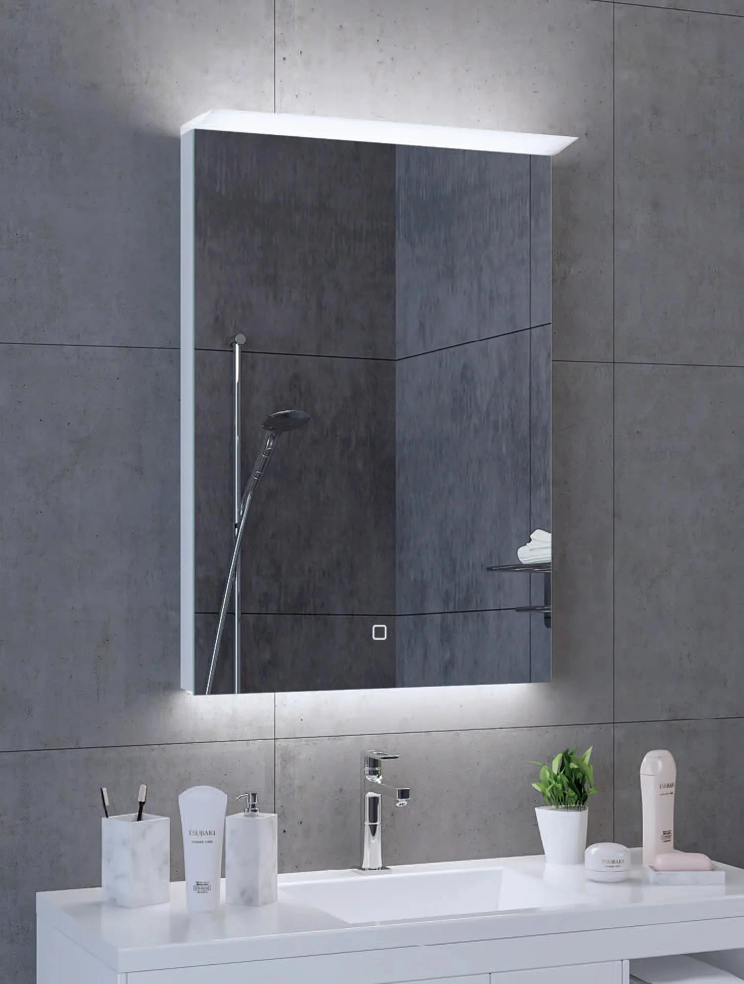 Fabricant de salle de bains Miroir de toilette Coiffeuse Miroir de bain éclairé par LED Miroir intelligent étanche Miroir LED sans cadre avec éclairage vif