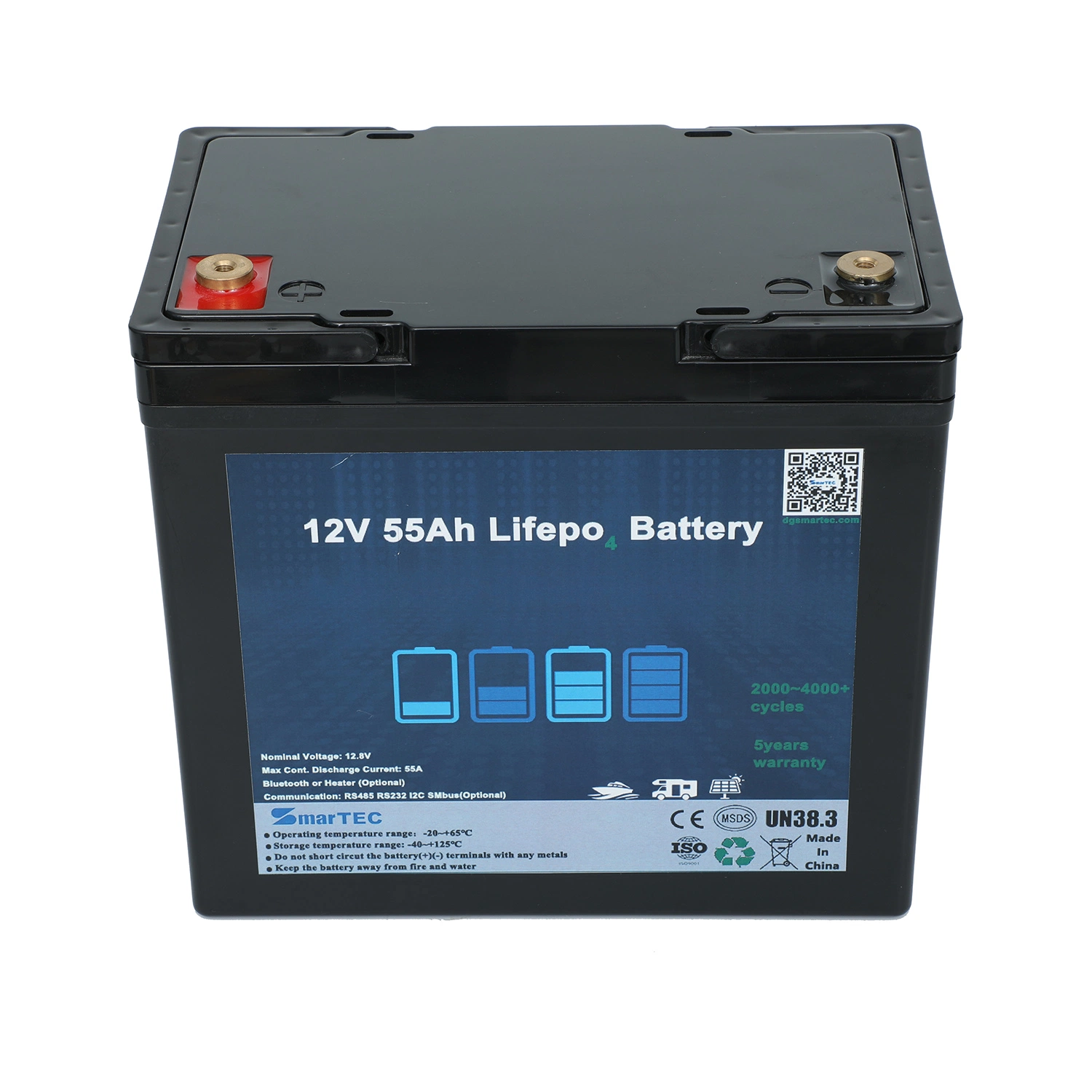 Deep Cycle 24V 50ah 100ah 150ah 200ah LiFePO4 Batteries 25.6V Lithium Iron Phosphate Battery for Camper/Marine/Residential Solar System with Bluetooth