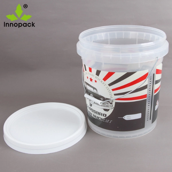 16 Liter Clear Printed Plastic Bucket with Tamper Proof Lid and Metal Handle