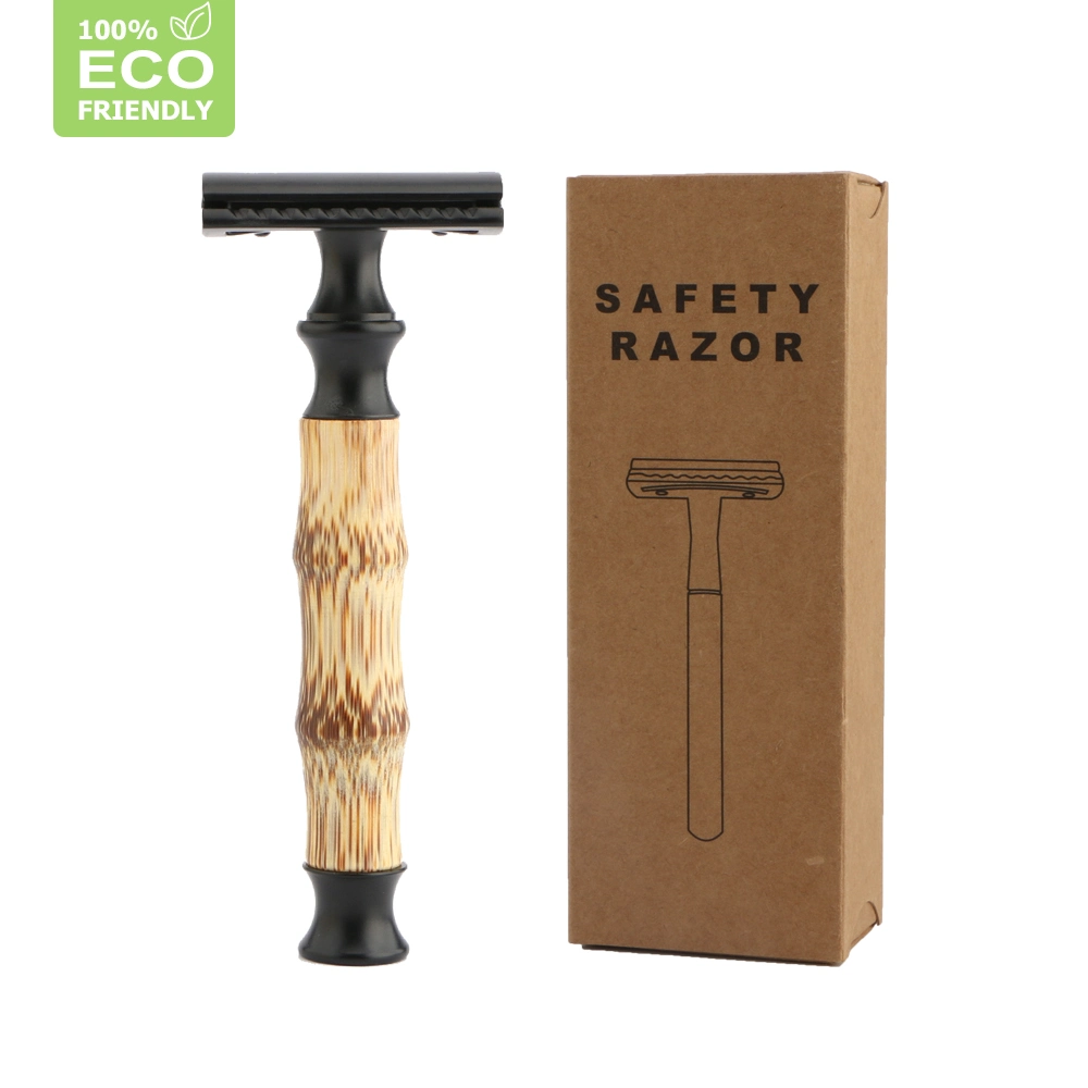 D671 Small MOQ zero waste reusable double-edged 3 piece Safety Razor with Bamboo Handle