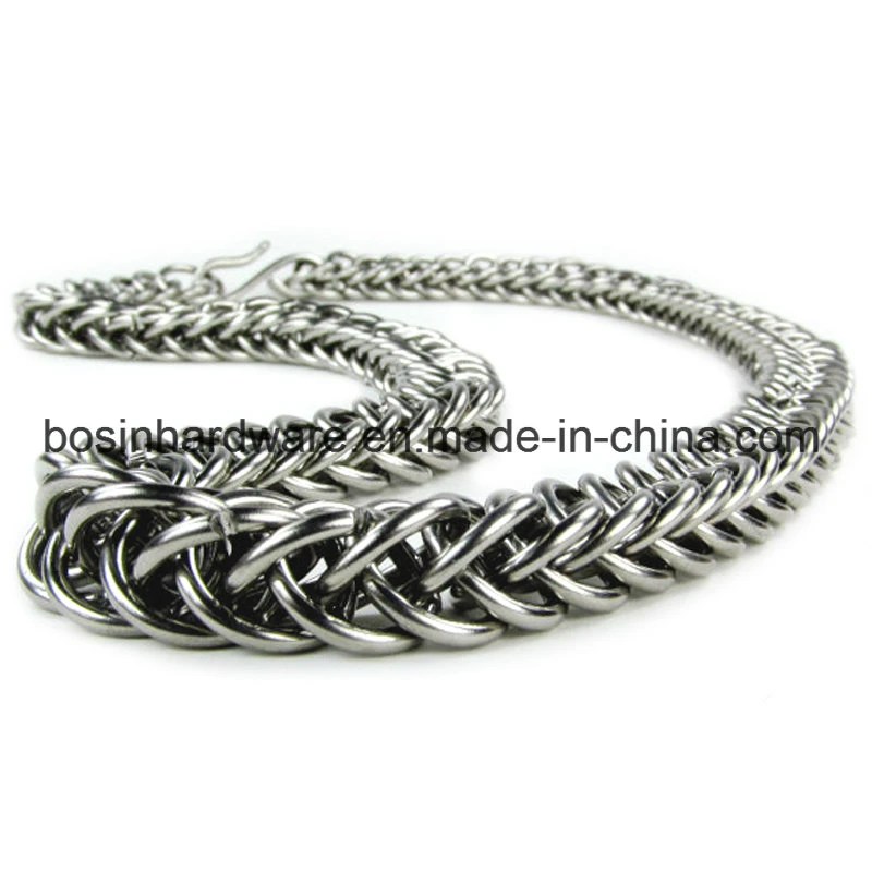 8mm Plata hechos a mano Pulsera de acero inoxidable Chainmail