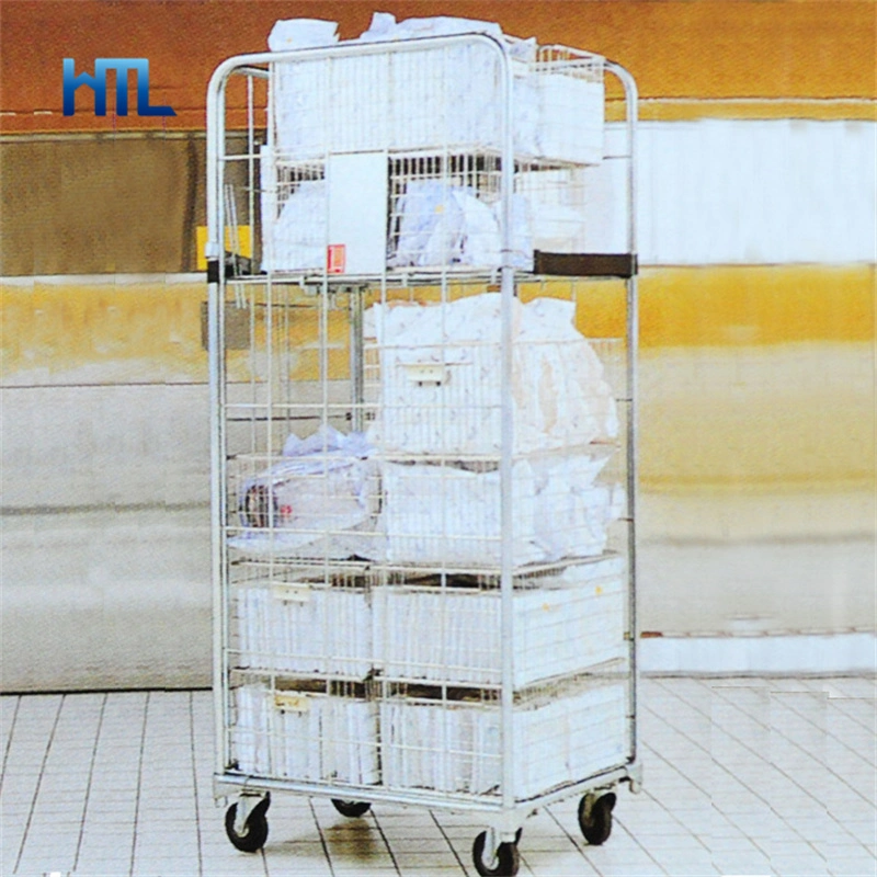 Easy Assemble Welded Galvanized Storage Nestable Folding Roll Container Cage