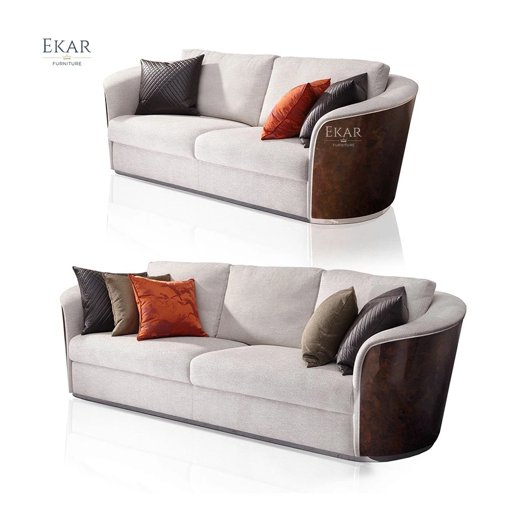 New Model Modern Gray Fabric Wooden Couch Living Room Sofa Set