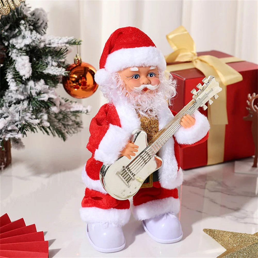 Guitarra de Santa Claus eléctrica jugando Ornament Gift Toys Fiesta de Navidad Suministros de decoración