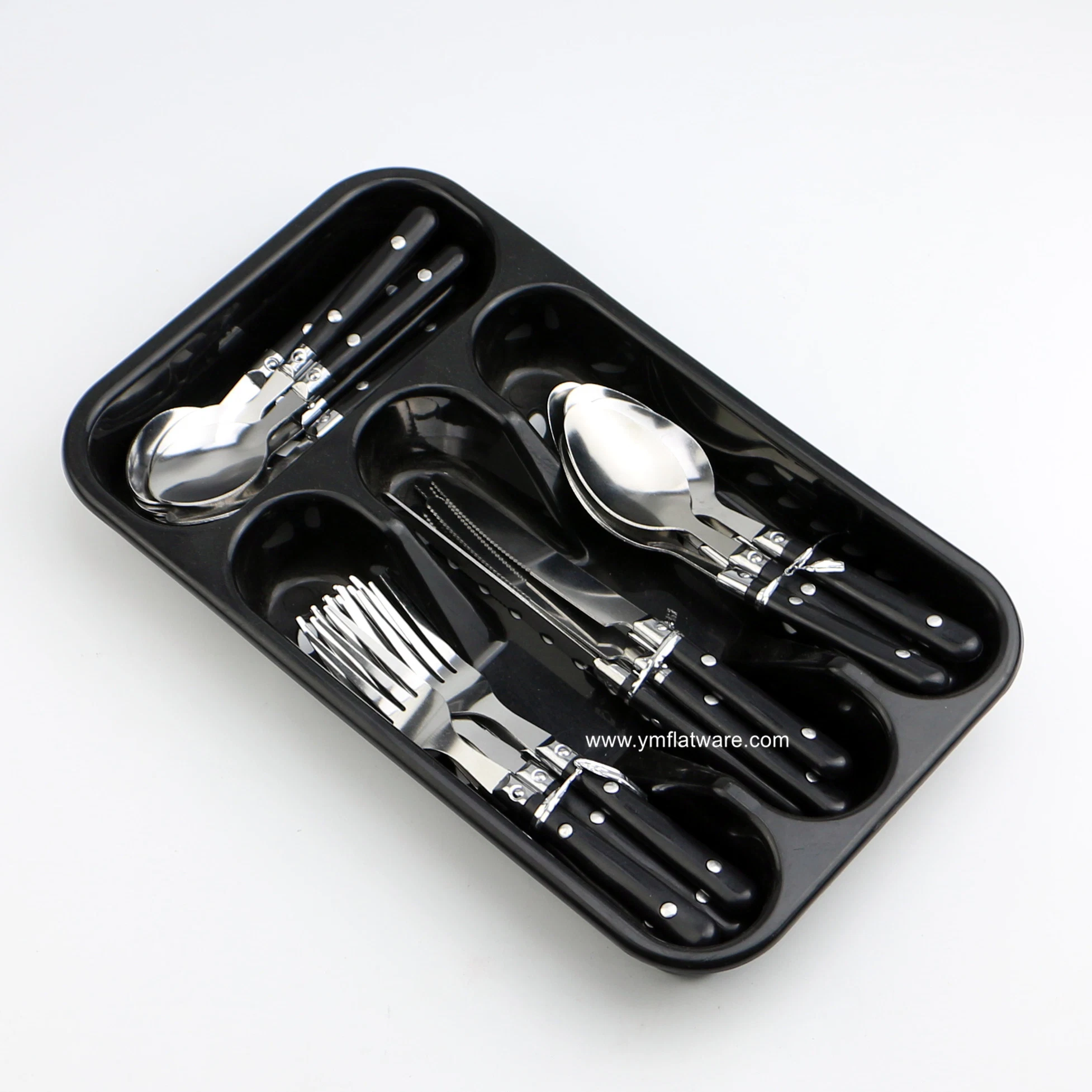 24 Pieces Set Plastic Rivets Handle Flatware in Plastic Tray