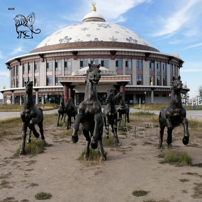 Exterior Gran Jardín de Metal Brass Bronce Escultura caballo de carrera personalizada Fábrica de estatuas