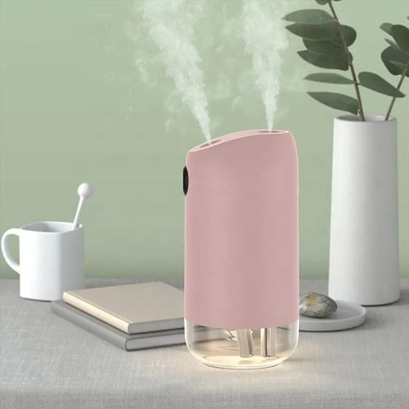 Double Mist Ultrasonicusb Mini Portable Air Humidifier with Night Light