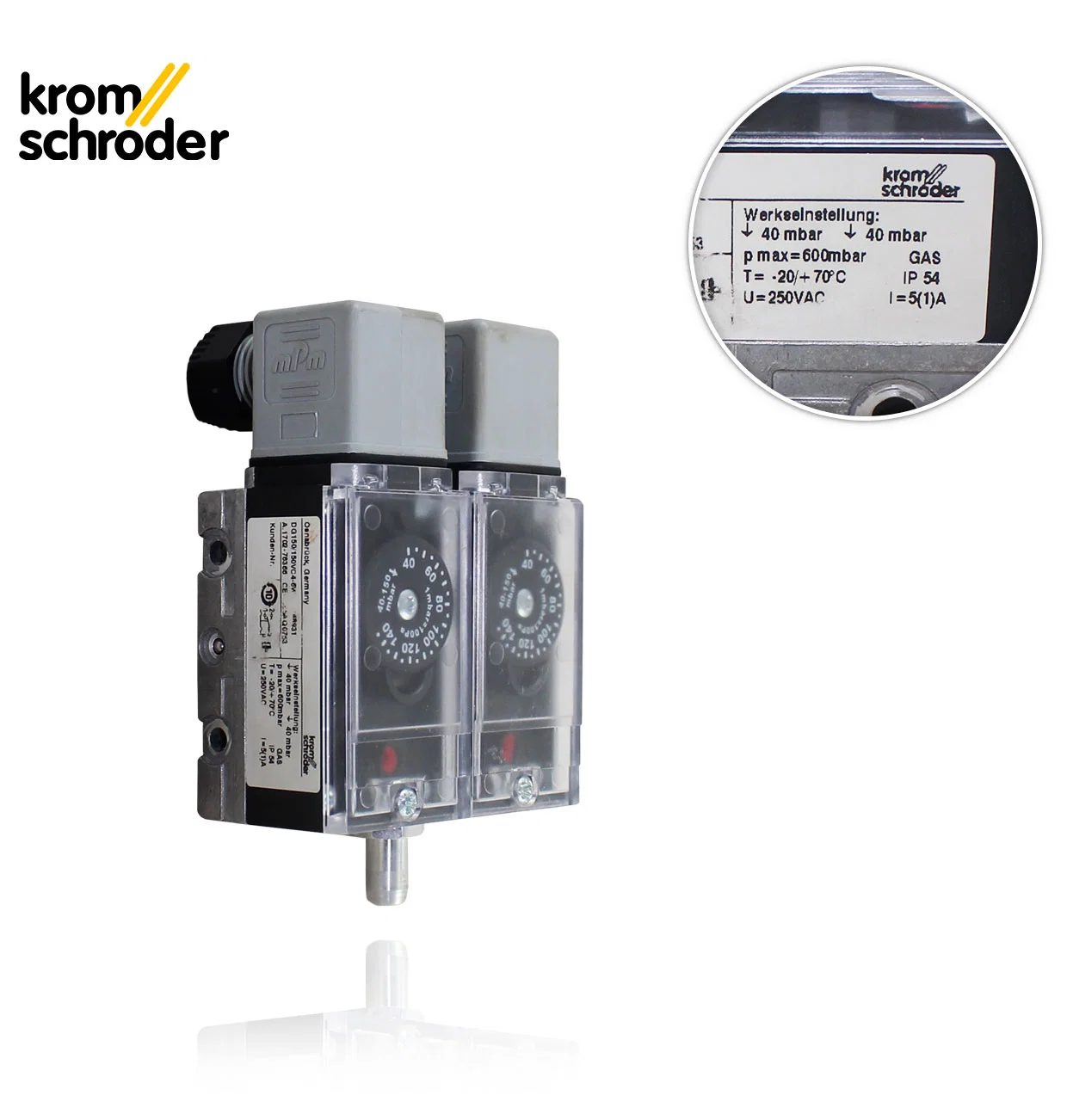 Kromschroeder suministrados de fábrica el interruptor de presión de aire de gas de la serie Dg Presostato de aire Accesorios quemador, Original y auténtico