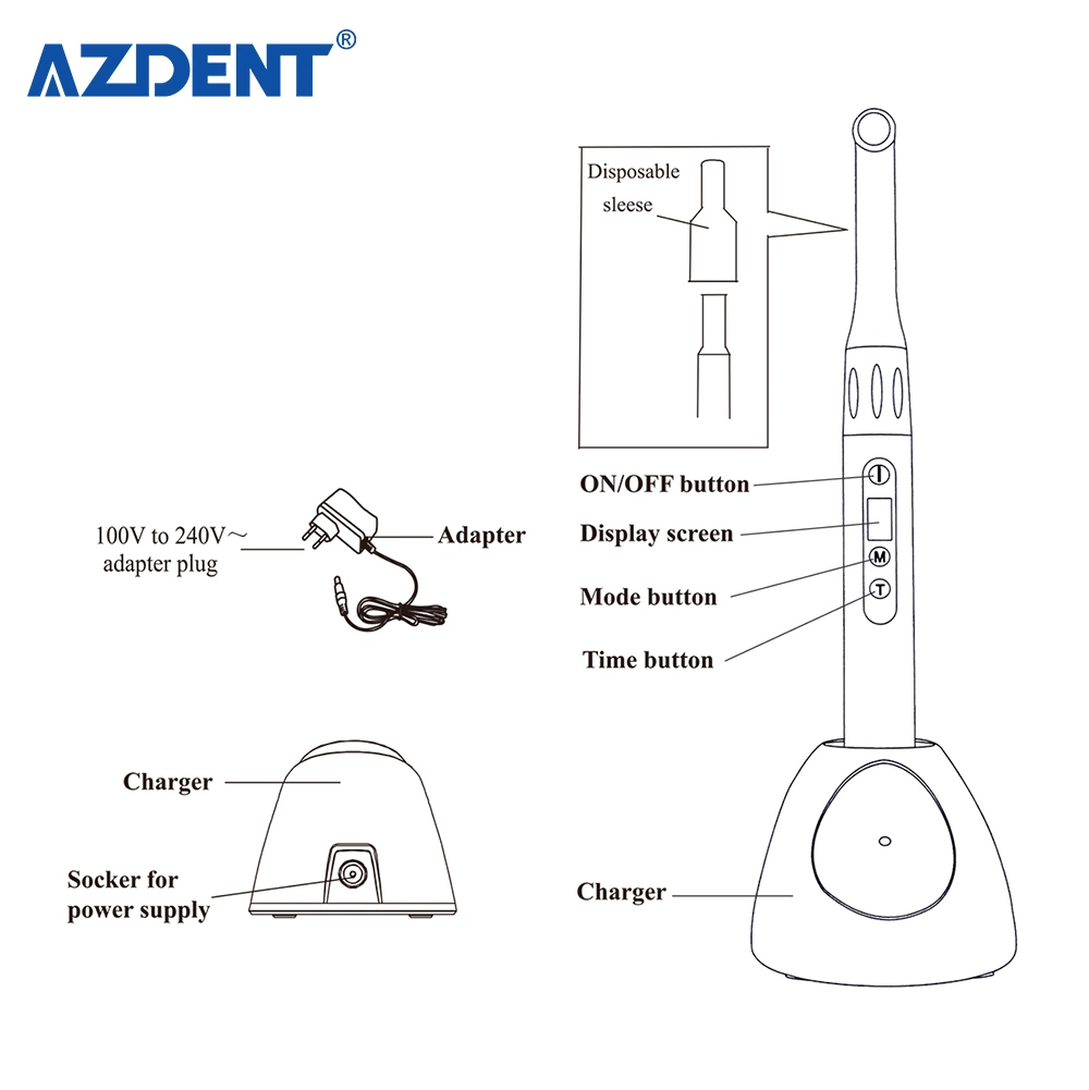 Cordless Iled Dental Curing Light 1 Second Cure Lamp Dental Light Cure