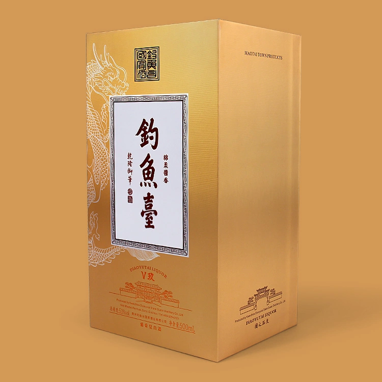 Manufacturer Custom Golden Paper Cardboard Luxury Liquor Wine Bottle Packaging Box