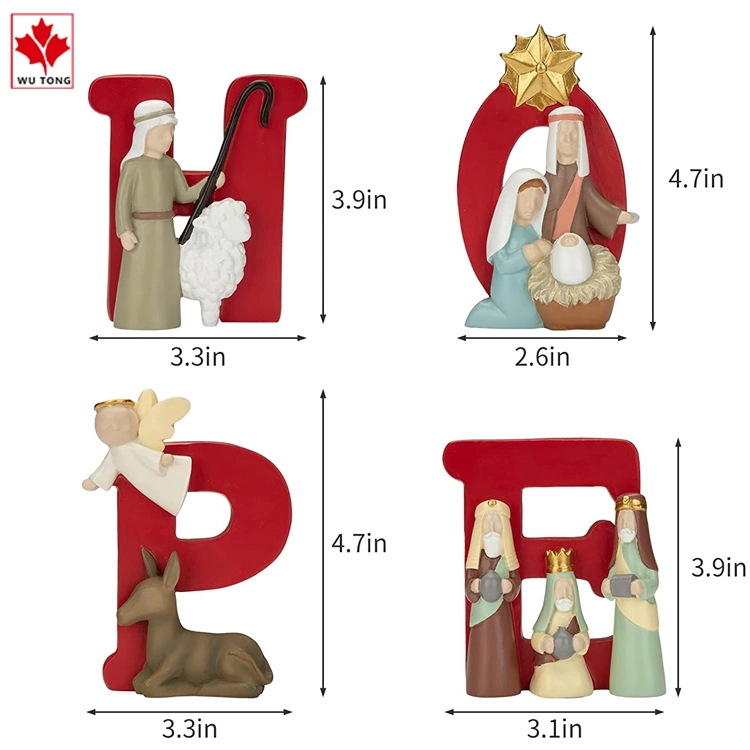 H-O-P-E Nativity Set Is Suitable for Christmas Indoor Resin Carving and Hand Drawn Nativity Statues