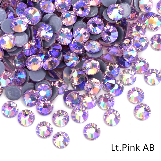 High quality/High cost performance  Wholesale/Supplier Flat Back Iron on Light Pink Ab Hot Fix Rhinestone for Garments