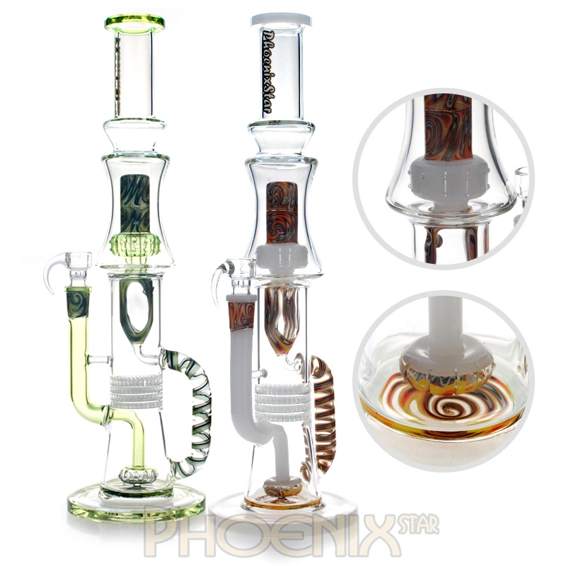 Phoenix Star Shisha Hookah 18 pulgadas importado barra de color americana Percolater Big Recycler DAB Oil Rigs vidrio fumar tubería de agua Hookah mayorista