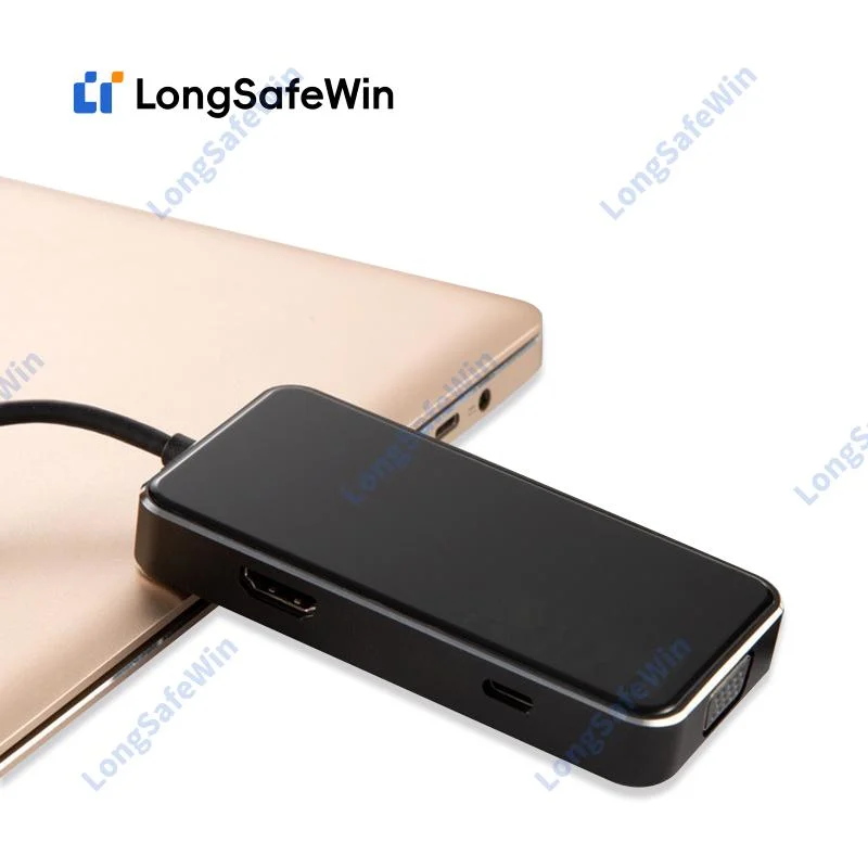 Longsafewin Luxury Black 6 in 1 USB 3.0 Type C Hub