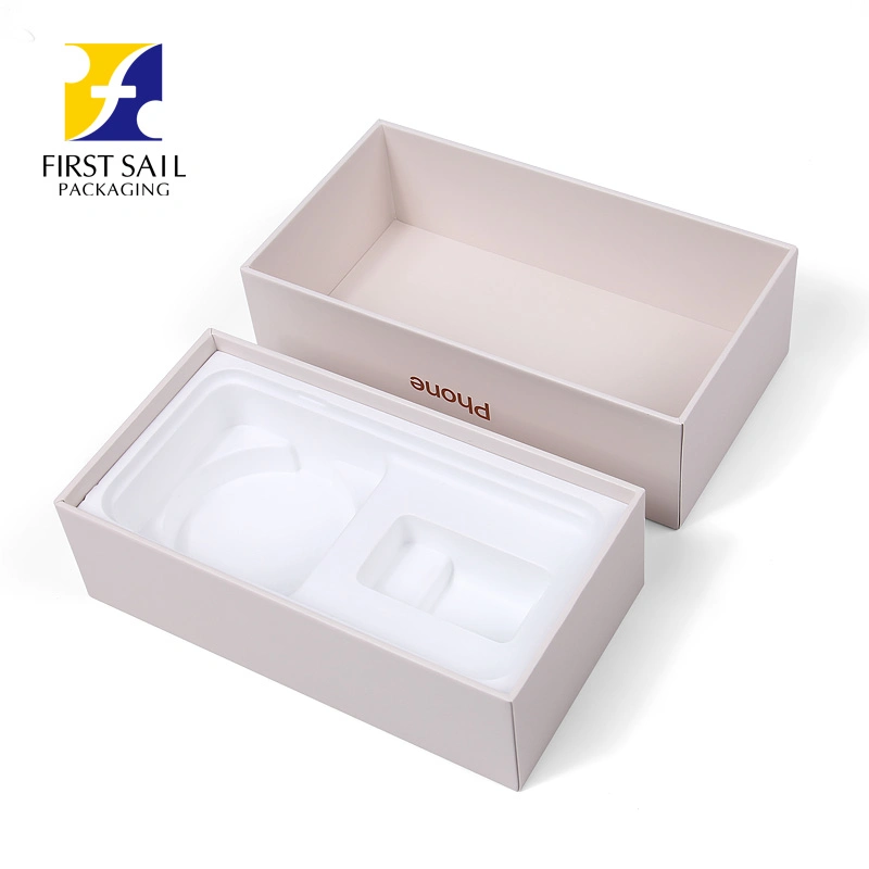 High quality/High cost performance  Rigid Lid and Base Paper Box Bluetooth Earphone USB Cable Cellphone Case up-Bottom Cover Packing Box with Blister Insert