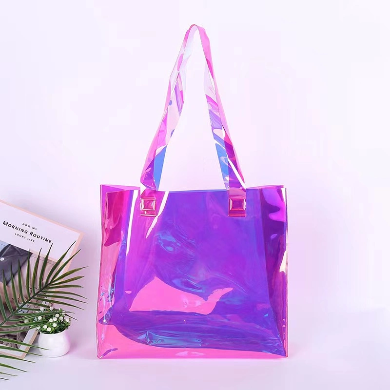 OEM / ODM Kunststoff transparent PVC Tasche Wasserdicht klare Strand Schultertasche Mit Logo Shopping Öko PVC Tragetasche