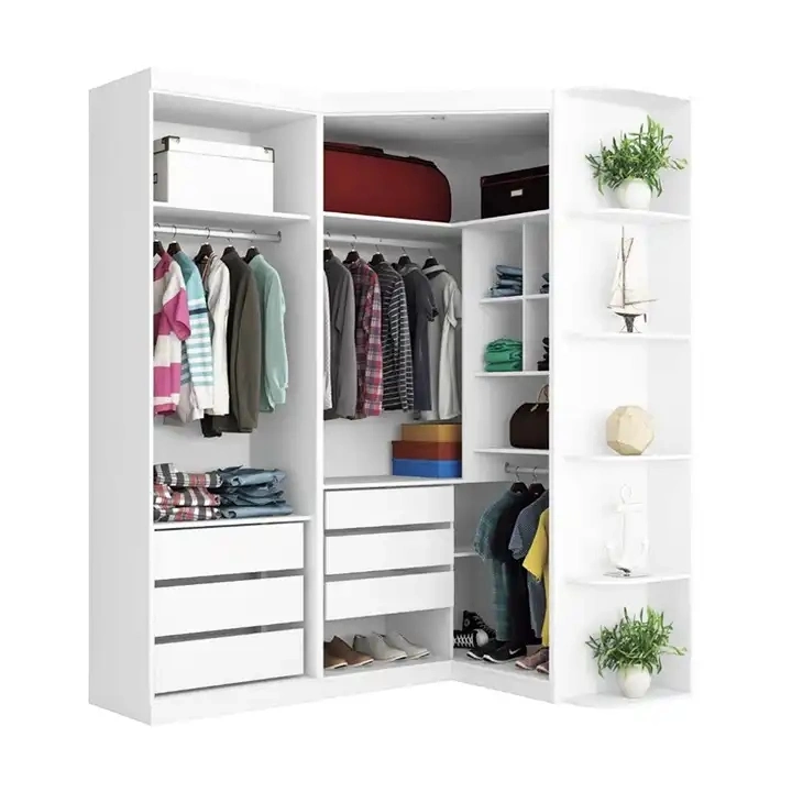 Quarto de luxo completo, guarda-roupa conversível branco.