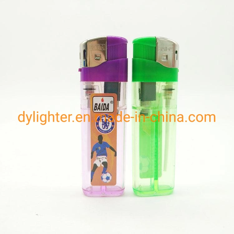 Dy-588 Transparent Five Colors Body with Baida Sticker Kitchen Gas Lighter Disposable or Refillable Promotion
