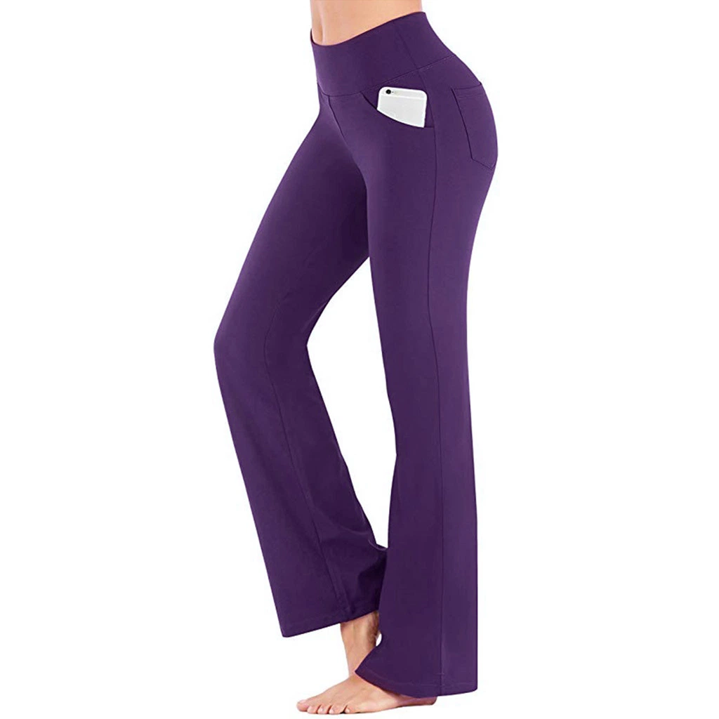 Novas calças de ioga casuais de cintura subida Micro Wide Leg Para rapariga