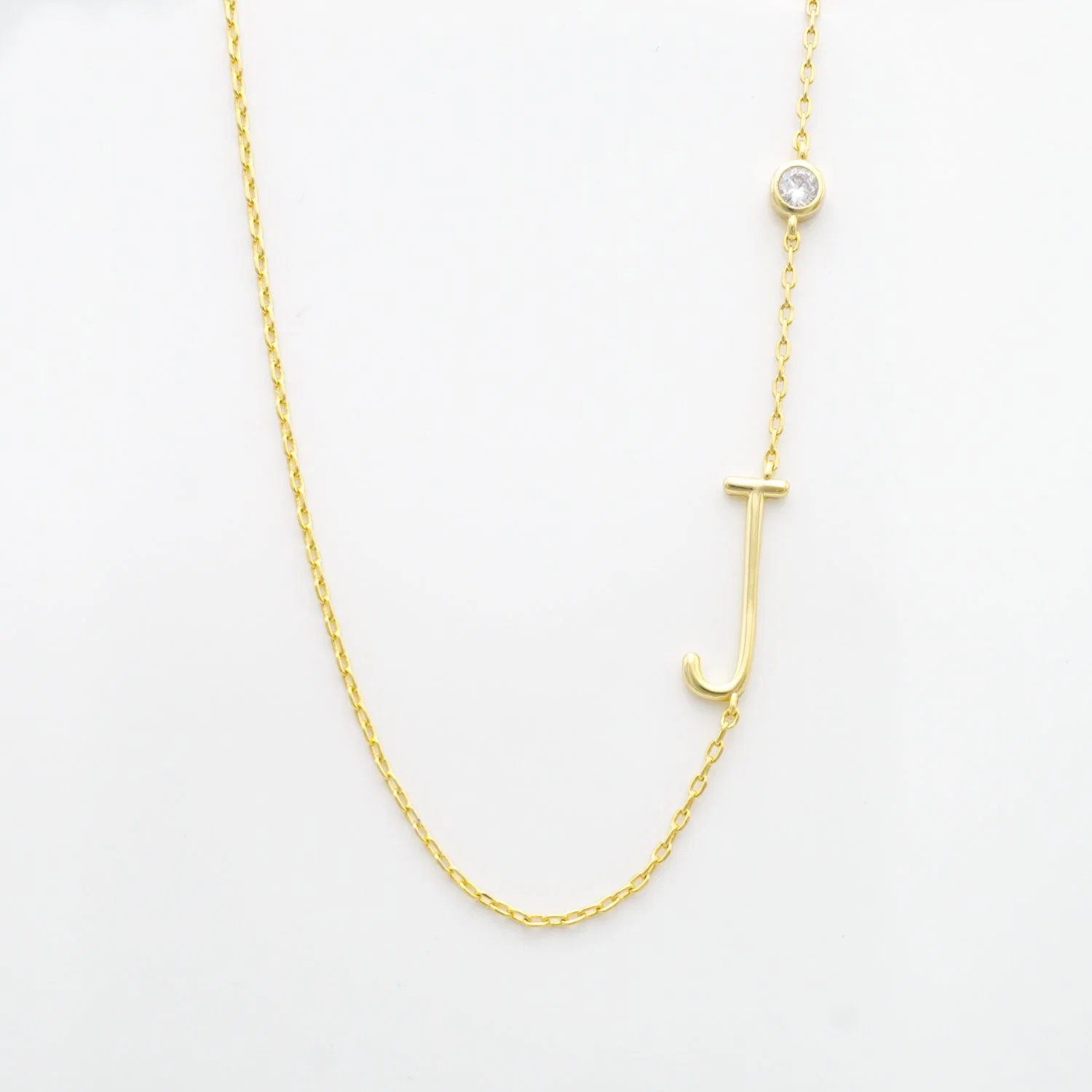 Design Simple Fashion 14K Gold Plated Silver Jewelry with T Necklace Wholesale/Supplier