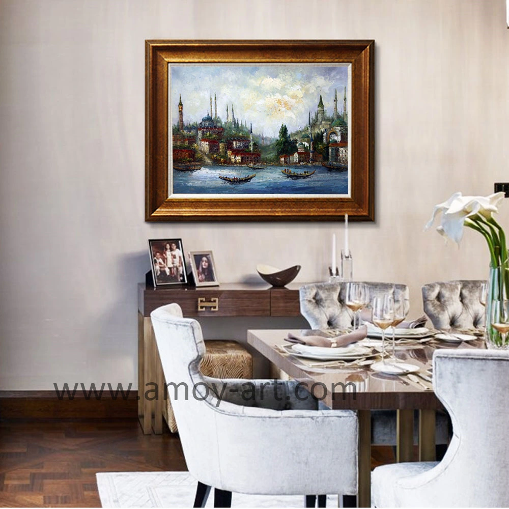 Handmade Turkey Landscape Canvas Oil Painting for Wall Decoration