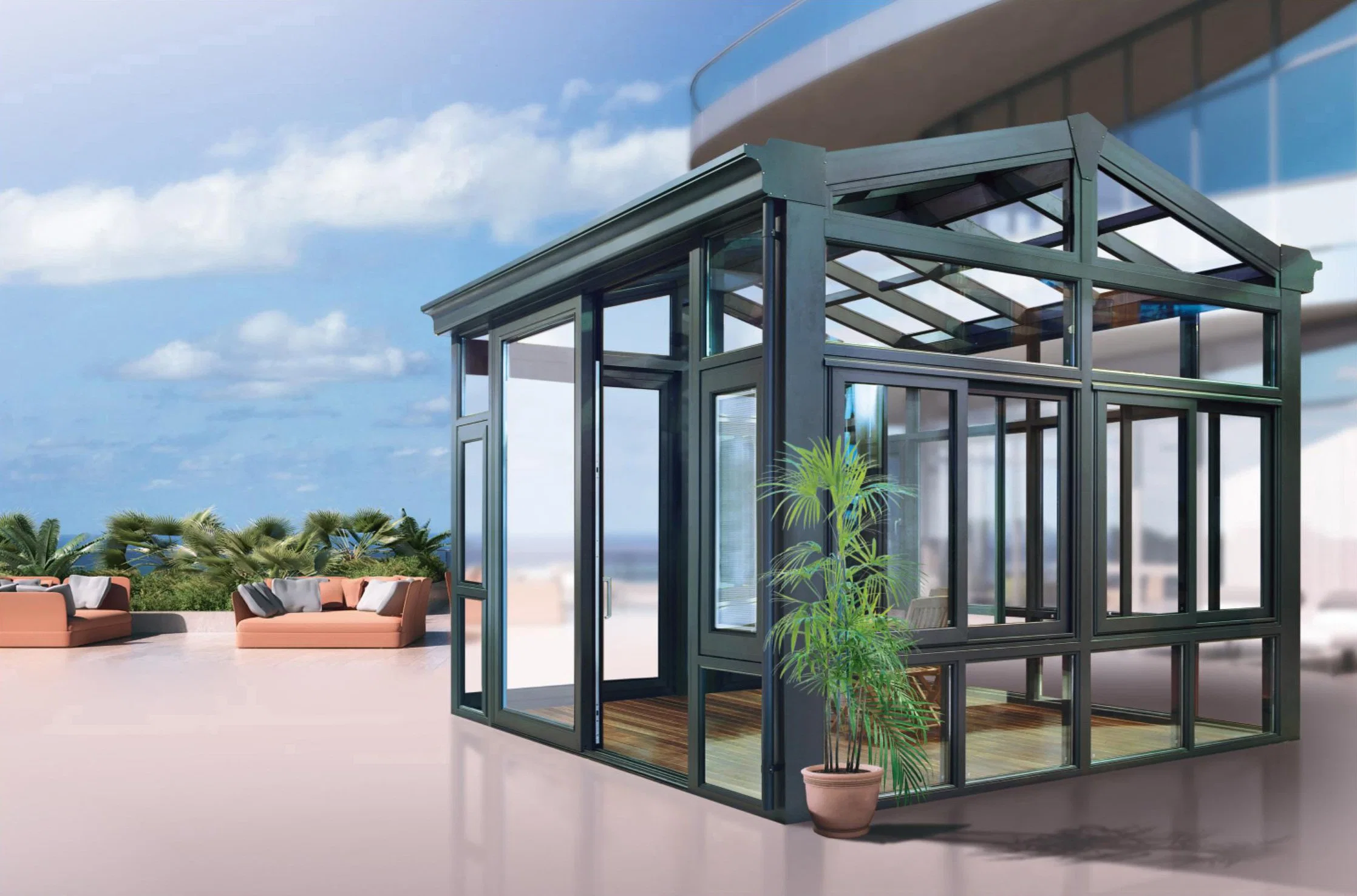 Topwindow Aluminium Frame Outdoor Garden Aluminum Prefab Sun Room Glass House