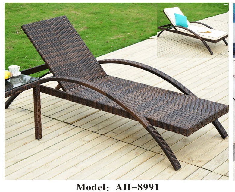 Outdoor Patio Chaise Lounge with Cushion Modern Adjustable Pool Lounge Furniture All-Weather PE Wicker Rattan Backrest Patio Lounger for Beach, Porch, Yard