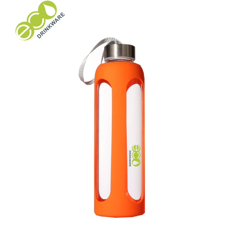 Fit Closely Silicone Sleeve Single Wall 600ml FDA CIQ High-Strength Glass Drinking Bottle