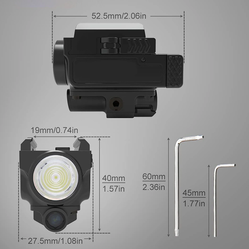 Sin logo 800lumen láser verde Usbtactical Dot Sight Linterna Combo