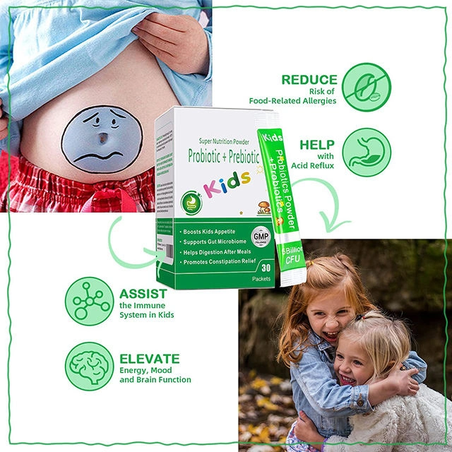 Complemento alimenticio de la salud sistema inmunitario y promover la salud digestiva niños prebióticos probióticos en polvo