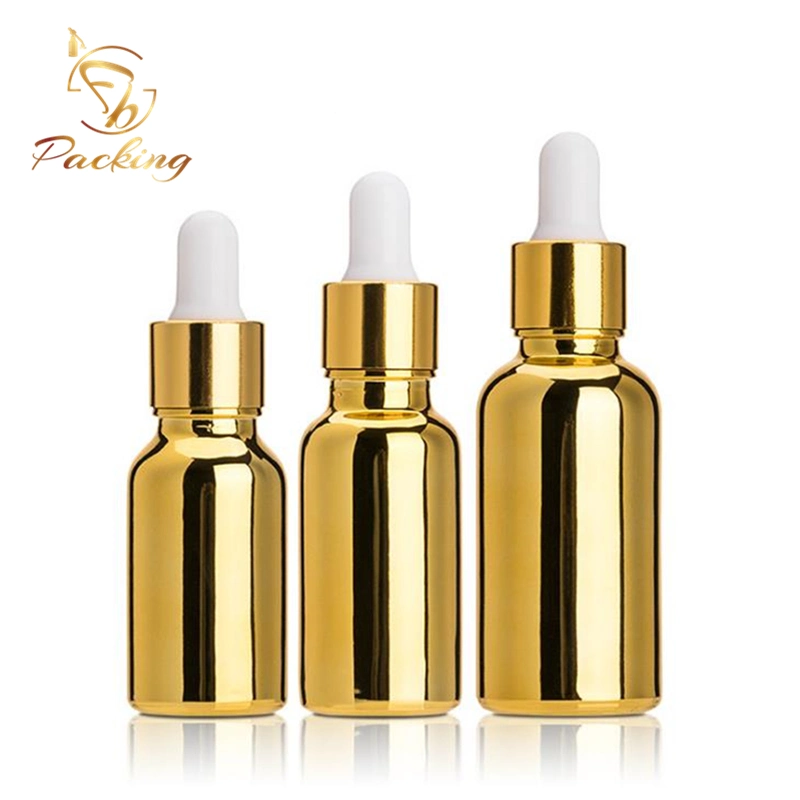 5ml 10ml 15ml 20ml 30ml 50ml 100ml galvanisierte Gold in bester Qualität Glas Tropfflaschen Haaröl Ätherisches Öl Glasflasche Spray Pumpe