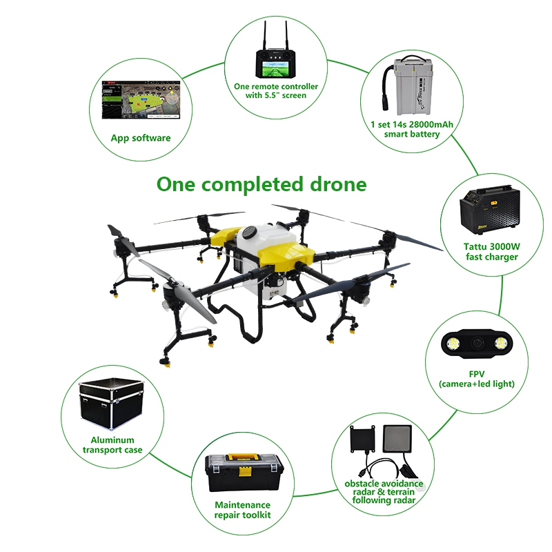 Joyance Plegado rápido de largo alcance 10/16/30/40l pulverizador agrícola Uav Drone con altura fija el radar y el FPV de la cámara como Dji