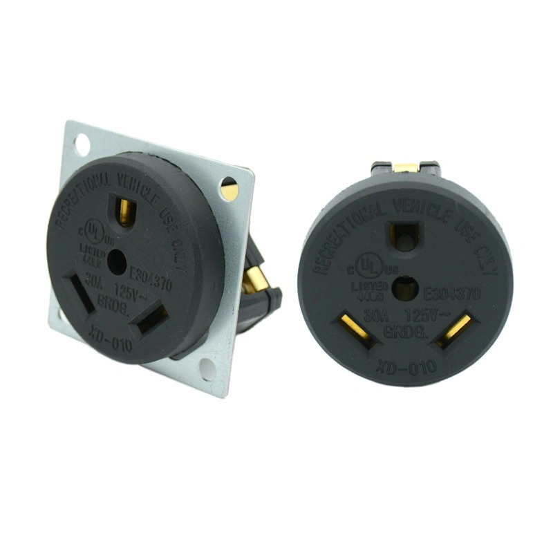 Us 30A 125V PDU UPS Female Receptacle Wall Socket Embedded Mount Power Outlet