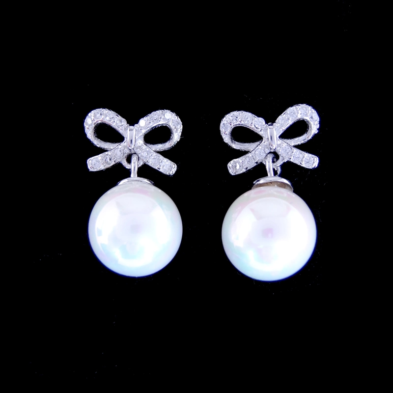 Fashion Silver Freshwater Pearl Jewelry Stud Earrings for Women Wedding